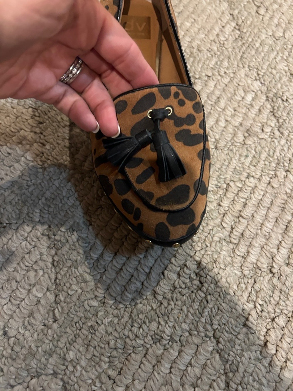 Dolce Vita Leopard Print Tassel Loafers in Brown & Black - Picture 8 of 11